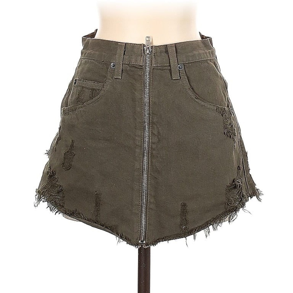 Army Green Carmar Zipper Skirt